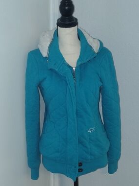 Women's Fox Racing Teal Quilted Jacket with Detachable Sherpa Hood